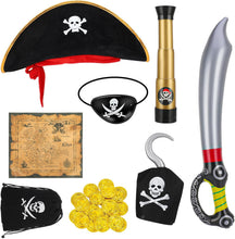 Fuyamp 8 Pieces Pirate Costume Accessories, Pirate Fancy Dress Costume Accessory Set, Halloween Caribbean Pirate Fancy Dress Up Costume Party Cosplay Toy Prop Accessory for Boys Girls