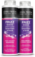 John Frieda Frizz Ease Brazilian Sleek Frizz Immunity Smoothing Shampoo and Conditioner Duo Pack 2 x 500ml, Smoothing Anti-Frizz Shampoo and Conditioner Bundle For Frizzy, Dry Hair