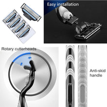 Manual Shaver, Professional Barber Beard Razor with 12PCS Razor Blades, Double Lubrication Strip Elastic Sensor Men Blade for Home