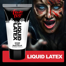 Liquid Latex by Fright Fest - 50ml sfx makeup great with fake blood stage blood scar wax, spirit gum and face paint to create amazing halloween makeup create zombie skin safe latex use