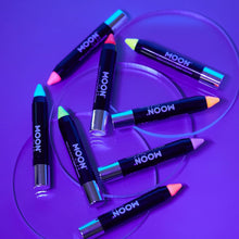 Moon Glow - Neon UV Glitter Face Paint Stick/Body Crayon Makeup for The Face & Body - Hot Pink - Glows Brightly Under UV Lighting