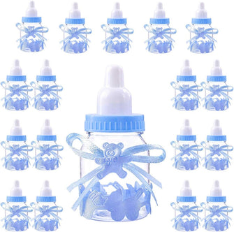 Jonami Boy Baby Shower Party Favours Decoration Set, 18 Blue Feeding Bottle Sweets Favour Box for Newborn Baptism Mother to Be (4cm4cm9cm) -18Pcs-
