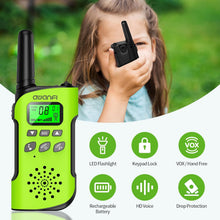 AWANFI Walkie Talkies for Kids Rechargeable, Long Range Walkie-Talkie with Li-Ion Battery, 2 Way Radios, Walky Talky with Flashlight,VOX,USB-C Cable, for Outdoor Camping, Kids Toy for 3-12 Years Old