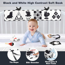 Joyreal Baby Sensory Toys, 13 Pcs Black and White Sensory Toys 0-6 Months, Foil Blanket, Sensory Cards, Baby Rattles, Ribbon Ring, Scarf, Maracas, Newborn Toys Baby Sensory Box Gifts