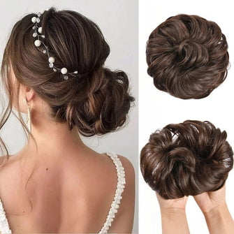 AOMIG Messy Bun Hair Piece, Updo Hair Bun Extensions, Curly Wavy Extensions Hairpieces, Bun Hair Scrunchies, Fake Hair Accessories for Women Girls