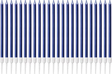 LUTER Metallic Candle Long Blue Candle Birthday Candles with Holder Cake Candles for Wedding Birthday Party Decoration (24 Pieces)
