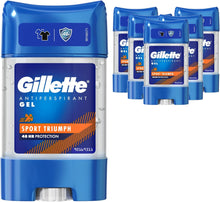 Gillette Antiperspirant Clear Gel Deodorant For Men, 48-Hour Invisible Sweat and Odour Protection, Pack of 6, 420 ML (6 X 70 ML), Sport Triumph