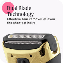 Cosmopolitan Electronic Lady Shaver, Cordless Electric Razor for Women, Hair Removal, Removes Short Hair, Dual-Blades, Trim Bikini Line, Leg Hair & All Body Areas, Rechargeable Device, Black & Gold