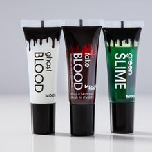 Moon Glow - 10ml Halloween Multipack - 2x Fake Blood, 2x Green Slime, 2x Ghost Blood. Perfect for Halloween, Vampire, Zombie Dress up Special FX Makeup with applicator