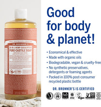 Dr Bronner Rose All-One Magic Soap, Non-GMO, Fair Trade Certified, Made With Organic Oils. Floral & Fresh Scent, Concentrated Liquid Soap, Suitable For Face, Body, Hair, Clothes, 100% Vegan, 945ml