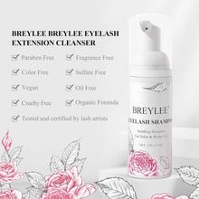 Eyelash Extension Cleanser, BREYLEE Eyelash Shampoo Eyelash Extension Foam & Brushes Eyelid Cleanser for Makeup Remover Paraben & Sulfate & Oil Free for Salon and Home Use