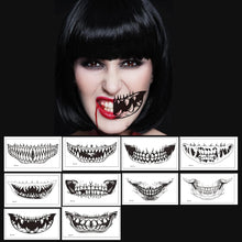 10 Halloween Tattoo Mouth Skull Halloween Clown Horror Mouth Wound Face Tattoos Halloween Makeup Face Tattoos Stickers Men Women Kids Day of the Dead Horror Party Zombie Make Up Kit Accessories