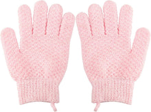 iJiZuo 2Pcs Exfoliating Wash Gloves, Scrub Gloves, Body Peeling Gloves, Natural Loofah Washcloth Exfoliating Glove, Also for Face, Legs, Ingrown Hair, Feet (Pink)