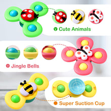 Hooku 3 Pcs Suction Cup Spinner Toys, Baby Fidget Toy, Spinning Toys for Toddlers 1-3, Sensory Early Education Bathtub Toy Dining Chairs Birthday Gifts Boy Girl