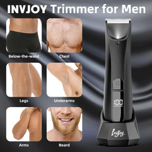 INVJOY Ball Trimmer Men, IPX7 Waterproof Manscape Trimmer, Pubic & Body Hair Clipper w/LED Light w/Ceramic Blade Recharge Dock, Electric Male Razor Groin Shavers for Pube, Gift Black, 1.0 count