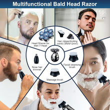 Head Shaver for Men 7 Head, Rechargeable Rotary Shavers, 5-in-1 Electric Razor for Bald Men with Replacement Blade,7D Electric Razor with LED Display, Waterproof Shaver,Wet/Dry Detachable Head Shaver