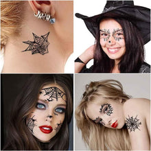 Halloween Tattoos Halloween Face Tattoos Halloween Face Stickers Realistic Spider Cobweb Halloween Temporary Tattoos Makeup Witch Stickers for Adults, Kids, Halloween Cosplay Props (Spider web)