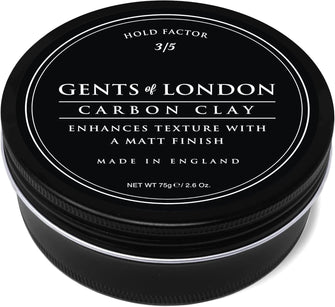 Hair Clay For Men, Matte Putty, Medium Hold Carbon Clay, Gents of London Texture Enhancing Mens Hair Clay, Authentic Styling Matt Clay Hair Wax  Grooming Products for Men, Hair Styling Clay 75g