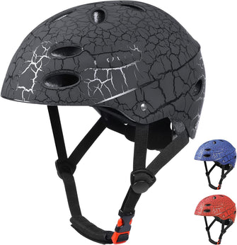 Kids Bike Helmet, Crash Style Boys and Girls Helmet, Adjustable Breathable ABS Hard Shell Skateboard Helmet for 5-14 Ages Children and Teens, Scooter Helmet for BMX Cycling, Biking,Inline Skating