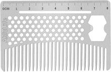 Metal Hair&Beard Comb - AhfuLife EDC Credit Card Size Comb Perfect for Wallet and Pocket - Anti-Static Dual Action Beard Comb (Stainless Steel CombMultifunctional)