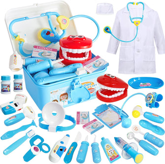 BUYGER Kids Doctors Set Case for Kids Educational Toys for 3 Year Old Boys Medical Play Fancy Dress Up Clothes for Boys, Girls