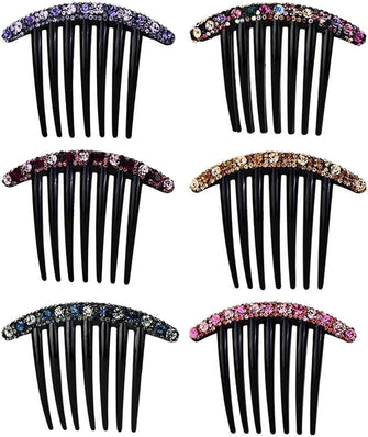 6 Pcs Rhinestone Hair Comb,WideSmart Plastic Hair Side Comb Crystal Decor Plastic Twist Comb Plastic Teeth Hair Side Combs Non-slip Comfortable Hair Clips Pins Claw Rhinestone Hair Accessories