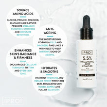 Hyaluronic Acid 5.5% Super Serum - from 4 Types of Sodium Hyaluronate - with Vegan Collagen & Amino Acids - Hydrates, Brightens, Firms Skin - Anti-Ageing, Anti-Wrinkle Face Serum - Made by The Pro Co.