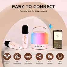Karaoke Machine for Kids with 2 Microphones, Girls Toys Portable Kids Karaoke Machines for Girls with LED Party Lights,Bluetooth Speaker Birthday for Kid,14-18 Years Old(Pink 2 Mic)