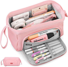 Mamowla Large Pencil Cases for Girls Super Big Pencil Case for Women Zipper Smoothy Duarable School Pen Pouch Holder Stationery Organizer Duarable for Teenage Girls Boys Pink