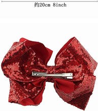 FREEZH Party Hair Bows Clips 2Pcs Large Bling Sparkly Glitter Sequins Alligator Nylon Mesh Ribbon Bowknot Hairpins For Women Girls Kids Christmas Red Green