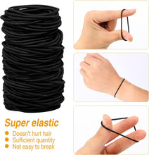 HXC 100pcs Black Elastic Hair Bands, Small Elastic Hair Bobbles For Women, 2mm Thin Hair Tie for Kids, Soft Hair Bands withou Metal, Elastic Ponytail Holder