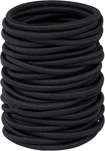 Ithyes 32Pcs Hair Bands for Women Thick Hair,4mm Elastic Hair Ties for Girl,Black Hair Band Ponytail Holders,Hair Bobbles for Girls Men,Rubber Bands for Hair,Hair Accessories,Scrunchies for Women