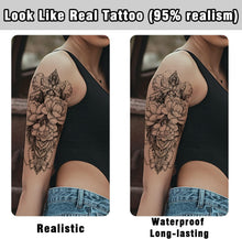 Acevegue 85 Styles Temporary Tattoos for Women, Half Arm Flowers Fake Tattoos Sleeves for Adults, Black Butterfly Transfer Stick on Tattoo for Girls Semi Permanent Thaddeus Tattoo Stickers