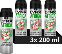 Lynx Africa Anti-Perspirant Deodorant Spray 72 hour protection against odour and wetness no fuss aerosol for all-day freshness 3x 200 ml