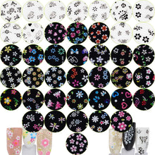 90 Sheets 3D Self-Adhesive Nail Art Stickers for Gel Nails - Nail Stickers for Nail Art, Flower Nail Decals Stickers for Women Girls - Various Floral Patterns