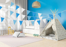 DOJoykey 66ft Bunting Banner, Blue White Bunting Flags Polyester Fabric Bunting Garland 52pcs Waterproof Flags Reusable Bunting for Mothers Day Home Outdoor Birthday Wedding Party Decoration