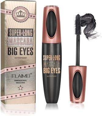 4D Silk Fiber Eyelash Mascara, Extra Long Thick & Voluminous Lash Mascara, Black Long-Lasting Waterproof 4D Mascara for Makeup