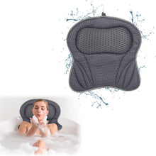 Gukasxi Mesh Bath Pillow with 8pcs Suction for Head and Neck, Helps Support Head, Bath Cushion Ergonomic Headrest, Bathing Accessories, for All Bathtub and Home Spa, Grey