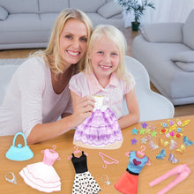 84 Pack Doll Clothes and Accessories with Doll Closet for 11.5 Inch Doll Fashion Design Set Girl Doll Dress Up Including Wedding Dress Tops and Pants Outfits Shoes Bags Necklaces Toys Gifts for Girls