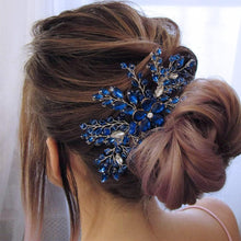 Anglacesmade Bridal Royal Blue Crystal Hair Comb Sapphire Hair Piece Prom Party Festival Wedding Hair Accessories for Women and Girls