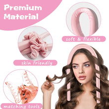 Heatless Curlers Headband, Silk Ribbon Curling Rod Lazy Natural Soft Wave Formers Sleeping Overnight Hair Wrap Kit No Heat Hair Styling Tools for Long Medium Hair (Pink)