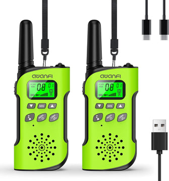 AWANFI Walkie Talkies for Kids Rechargeable, Long Range Walkie-Talkie with Li-Ion Battery, 2 Way Radios, Walky Talky with Flashlight,VOX,USB-C Cable, for Outdoor Camping, Kids Toy for 3-12 Years Old