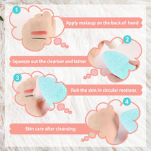 6Pcs Face Cleaning Puff Droplet Flat Puff Wet Dry Cleaning Puff Makeup Remover Sponge Reusable Facial Exfoliating Puff for Makeup Remover, Facial Cleansing(Blue)