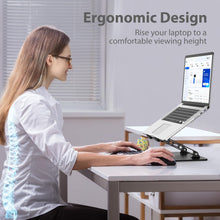 Nayka Adjustable Laptop Stand for Desk, Metal Foldable Laptop Riser, Portable Laptop Holder Mount, Ventilated Cooling Computer Notebook Stand Compatible with 10-15.6 Laptops