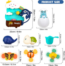 Joyreal Baby Bath Toys - Toddler Bath Toy for 18+ Months, Baby Bath Tub Toy with 3 Suction Cup Spinner Toys & 2 Wind Up Bath Toys Gift for Boys Girls for 2 3 4 5 Year Old