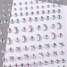 Moon Stars Face Gems Jewels Stick for Women Hair Face Diamonds Crystal Rhinestones Rave Party Festival Party Club Body Face Eye Nail Makeup Stickers Temporary Tattoos (Stars)