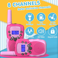 Kearui Toys for 3-12 Years Old Boys, Kids Walkie Talkie for Girls 8 Channels 2 Way Radio with VOX Function & LED Flashlight, 3 Miles Range for Outside Adventures, Camping, Hiking (Pink)
