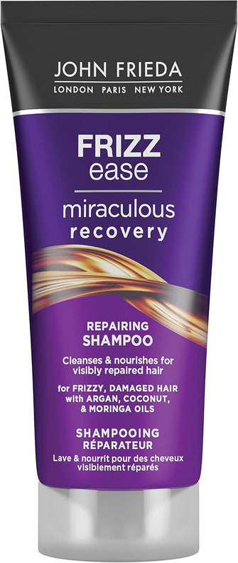 John Frieda Miraculous Recovery Shampoo 75ml, Smoothing and Hydrating Travel Shampoo, Anti-Frizz Mini Shampoo