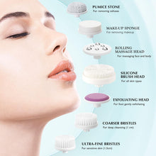 Facial Spin Brush Face Cleansing: 7 in 1 Electric Exfoliator Spinning Cleanser Device Waterproof Gentle Exfoliating, Deep face Scrubbing Skin Care for Women Men Teenage Girls Gifts Set (Light Blue)