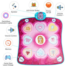 Dance Mat Toys for Girls - Music Play Mat 5 Play Modes 3 Challenge Levels Adjustable Volume & LED Lights, Musical Dance Game Pad Toy Christmas Birthday Gifts for 3 4 5 6 7 8 9+ Years Old Girls